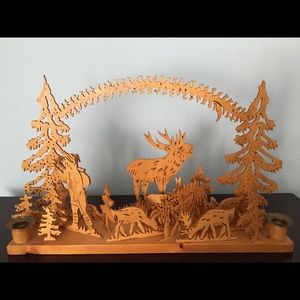 German handmade wooden candle holder